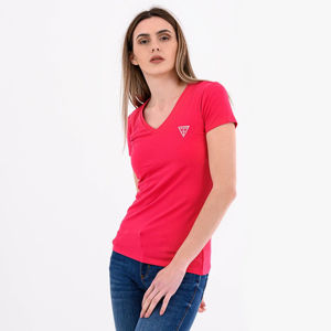Guess dámské tmavě růžové tričko s malým logem - L (G60G)